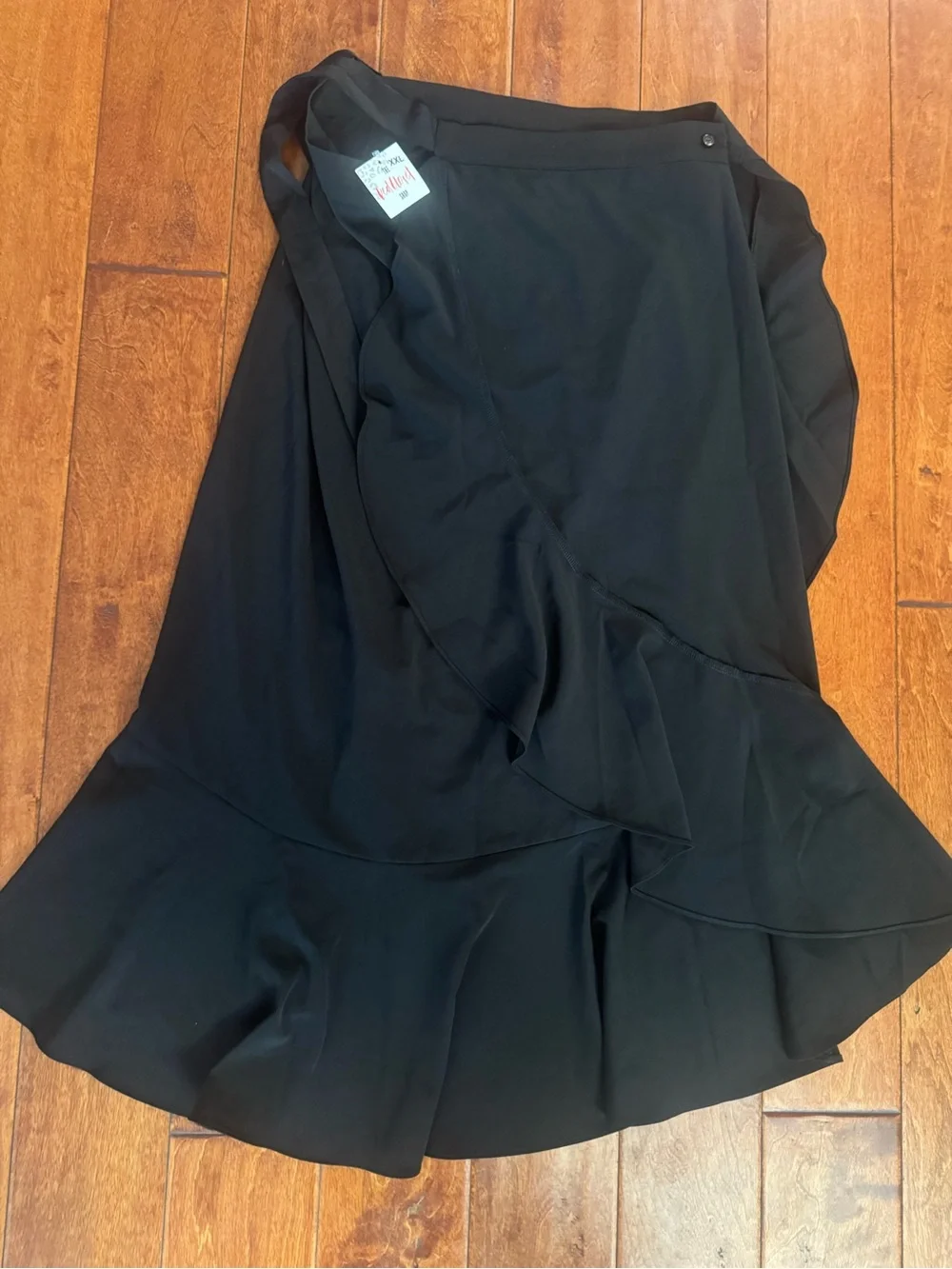 Women's Black High-Low Ruffle Wrap Skirt - Picture 3 of 3